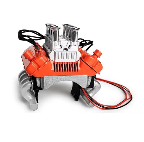 QOAKSDY RC Teile Für TRX4 1/10 RC Crawler Zubehör rc Cars FST V8 Simulieren Sie Den Motor Motor Kühlhaube Fans Kühler Kit Kühlkörperabdeckung(Orange) von QOAKSDY