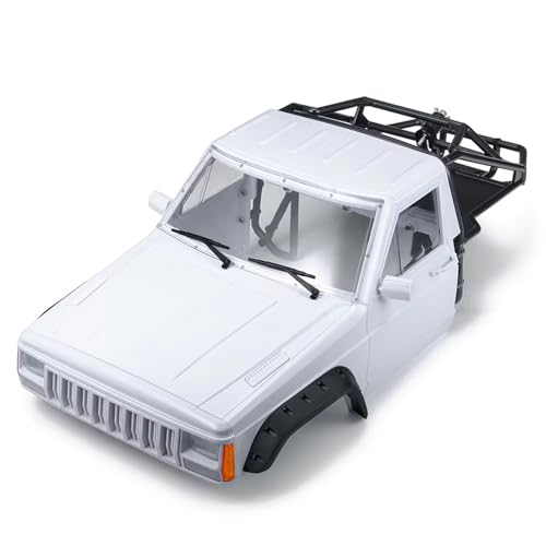 QOAKSDY RC Teile Für TRX4 Für Axial Für SCX10 90046 1/10 RC Crawler Auto Upgrade Teile Zubehör Kunststoff Körper Cab/Back-Half Cage(White Complete Set) von QOAKSDY