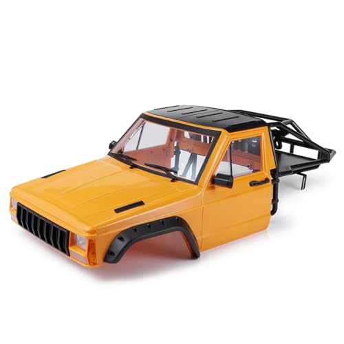 QOAKSDY RC Teile Für TRX4 Für Axial Für SCX10 90046 1/10 RC Crawler Auto Upgrade Teile Zubehör Kunststoff Körper Cab/Back-Half Cage(Yellow Complete Set) von QOAKSDY