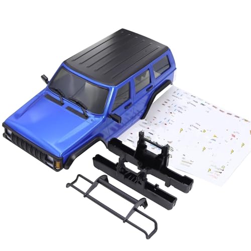 QOAKSDY RC Teile Für TRX4-M Für Bronco Für Defender Für Cherokee Radstand Hardtop-Karosseriebausatz Mit Stoßstangen Vorne Hinten 1/18 RC Crawler(Blue) von QOAKSDY