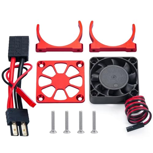 QOAKSDY RC Teile Für TRX4 Upgrade-Teilen 1/10 RC Crawler Car Motor Kühlerabdeckung Lüftermotor Kühlkörper Temperaturregelung(Red) von QOAKSDY