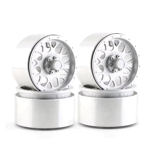 QOAKSDY RC Teile Für Trxs Für TRX4 D90 Für Axial Für SCX10 90028 90035 90046 90047 D110 4 Stück Metall 2,2 Beadlock-Radfelgen Für 1/10 RC Crawler(Silver) von QOAKSDY