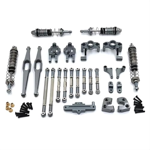 QOAKSDY RC Teile Für WLtoys 12429 1/12 RC Auto-Ersatzteilen, Metall-Upgrade, Hauptträger, Hydraulischer Stoßdämpfer, Zugstange, Lenkschale(Gray) von QOAKSDY