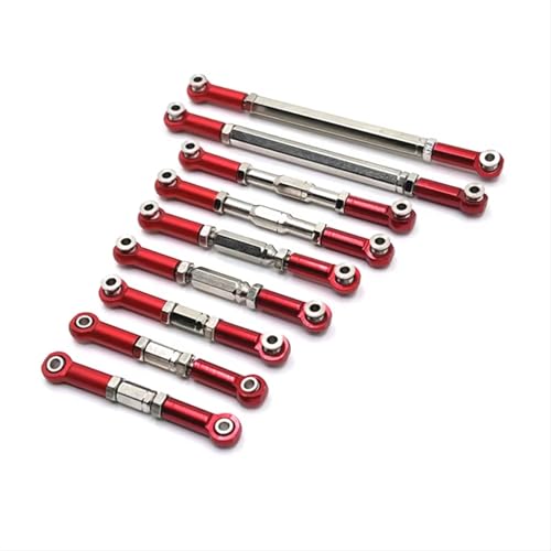 QOAKSDY RC Teile Für WLtoys 12429 1/12 RC Auto-Ersatzteilen, Metall-Upgrade, Zugstange, Lenkzugstange(Red) von QOAKSDY