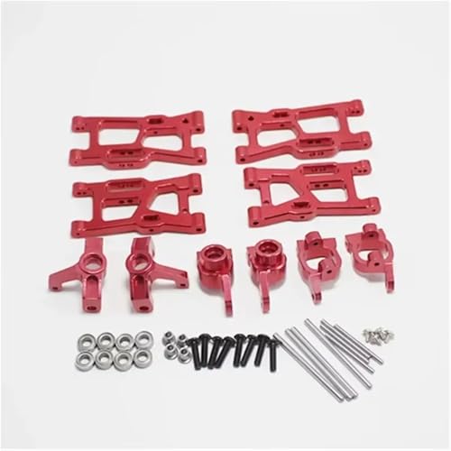QOAKSDY RC Teile Für WLtoys 144001 1/14 rc Cars Metall-Upgrade-Zubehör Für Schwingenlenkung Für Sitz-Hinterrad Für Sitz-Verschleißteile-Set(Red) von QOAKSDY