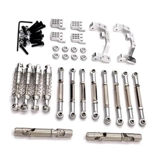 QOAKSDY RC Teile Für WPL C14 C24 Für Feiyu FY003-5A Metall Upgrade Teile Spurstangen Antriebswellen Stoßdämpfer 1/16 RC Auto(Silver) von QOAKSDY