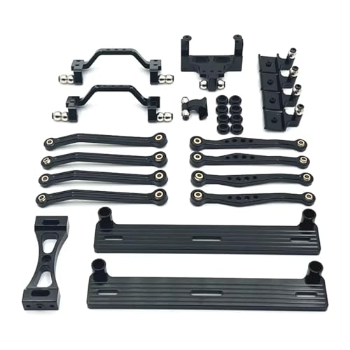 QOAKSDY RC Teile Für WPL C64 1/16 RC-Autoteilen. Metall-Upgrade-Pedal, Zugstange, Aufhängungsrahmen, Ruderbasis-Set(Black) von QOAKSDY