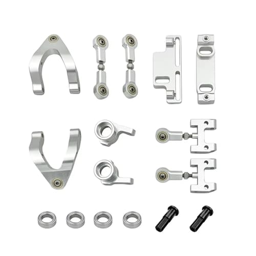 QOAKSDY RC Teile Für WPL D12 D42 1 Satz RC-Car-Lenkschale Oben Und Unten Für Schwinge Für Sitz Lenkschieber Metall-Drehblockteile(Silver) von QOAKSDY