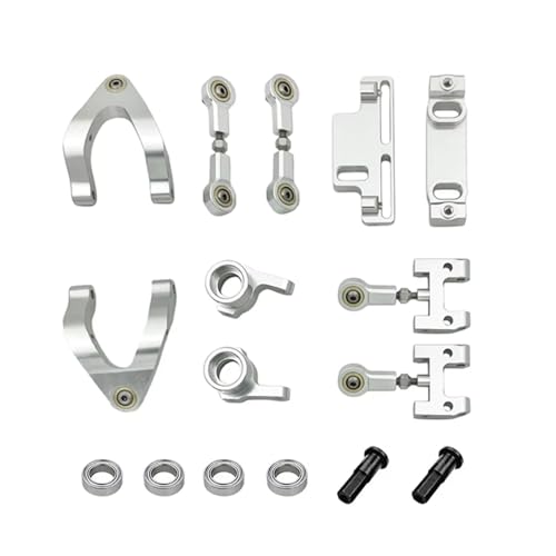 QOAKSDY RC Teile Für WPL D12 D42 RC-Car-Ersatzteilen. Upgrade Metall-Lenkschale Oben Unten Für Schwinge Für Sitzlenkungsschieber-Drehblock(Silver) von QOAKSDY