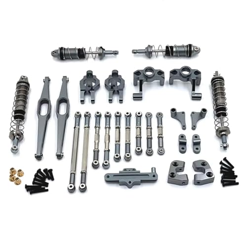 QOAKSDY RC Teile Für Wltoys 12429 1/12 RC Autozubehör, Metall-Upgrade-Teile-Set, Lenkungsbaugruppe, Verbindungsstange, Stoßdämpfer-Set(Gray) von QOAKSDY