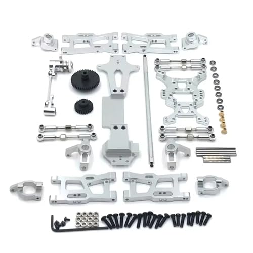 QOAKSDY RC Teile Für Wltoys 144001 144002 144010 Metall-Upgrade-Teile-Kits Für Schwingarm-Verbindungsstangen-Lenkblock 1/14 RC-Autozubehör(Silver) von QOAKSDY