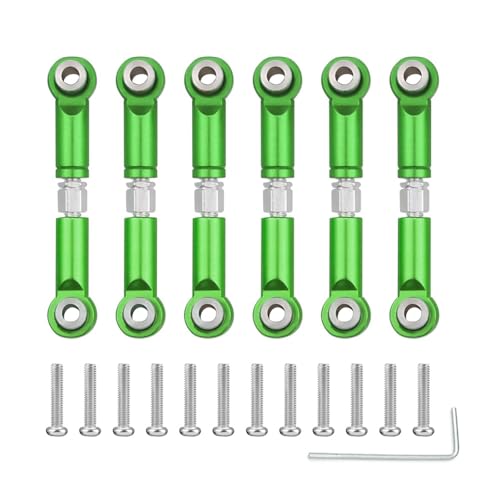 QOAKSDY RC Teile Für Wltoys A949 A959 A969 A979 K929 1/18 rc Cars Upgrade Ersatzteile 6PCS Metallgestänge Zugstange Vorne Hinten Servo Link Spurstange(Green) von QOAKSDY