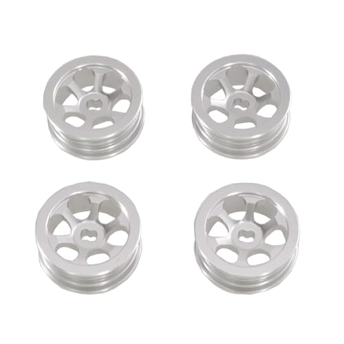 QOAKSDY RC Teile Für Wltoys K989 284131 284010 284161 1/28 Fernbedienung Auto Upgrade Zubehör Aluminium Legierung Rad Für Rallye Reifen(Silver) von QOAKSDY