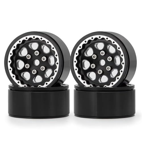 QOAKSDY RC Teile Kompatibel Mit Axial Für SCX10 D90 Für TRX4 Für TRX6 1/10 RC Crawler Truck Auto CNC Metallräder Naben 1,9 Beadlock Felge(4PCS) von QOAKSDY