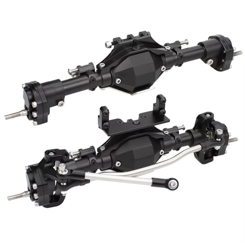 QOAKSDY RC Teile Kompatibel Mit Axial Für SCX10 II 90046 90047 V2 Für Wrangler, Aluminiumlegierung, CNC-Vorder-/Hinterportalachse, Differentialsperre, Portale 1/10 RC Auto(Black) von QOAKSDY