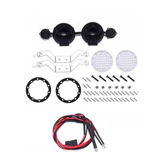 QOAKSDY RC Teile Kompatibel Mit Axial Für SCX10 III 1/10 RC Auto Upgrade-Zubehör 2 Stück Runde Fahrscheinwerferlampen Frontstoßstangenlicht(Black) von QOAKSDY