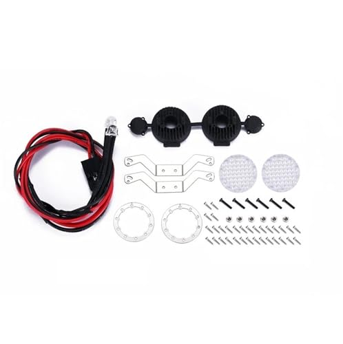 QOAKSDY RC Teile Kompatibel Mit Axial Für SCX10 III 1/10 RC Auto Upgrade-Zubehör 2 Stück Runde Fahrscheinwerferlampen Frontstoßstangenlicht(Silver) von QOAKSDY