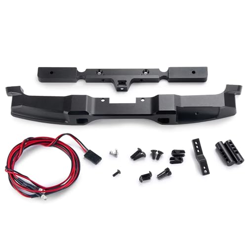 QOAKSDY RC Teile Kompatibel Mit Axial Für SCX10 III AXI03006 AXI03007 Für Gladiator Für Wrangler 1/10 RC Auto Metall Vorne Hinten Stoßstange Mit Licht(Rear) von QOAKSDY