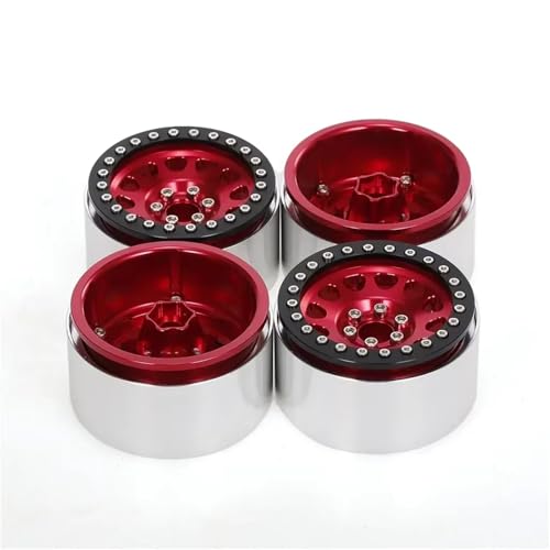 QOAKSDY RC Teile Kompatibel Mit Axial Für SCX10 RR10 Für Wraith 90048 90018 Für Trxs Für TRX4 Für TRX-6 1/10 RC Für Rock Crawler 2.2 Beadlock-Radfelgen(Red) von QOAKSDY