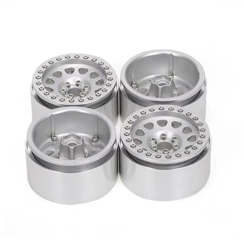 QOAKSDY RC Teile Kompatibel Mit Axial Für SCX10 RR10 Für Wraith 90048 90018 Für Trxs Für TRX4 Für TRX-6 1/10 RC Für Rock Crawler 2.2 Beadlock-Radfelgen(Silver) von QOAKSDY