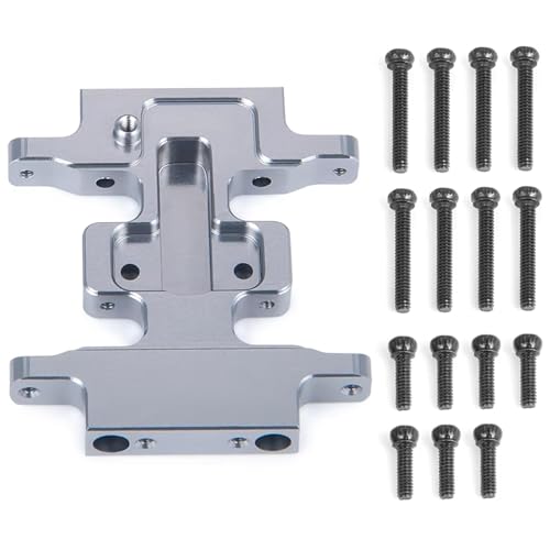 QOAKSDY RC Teile Kompatibel Mit Axial Für SCX24 Für Deadbolt Für JLU Für Gladiator Für Bronco Für Chassis-Unterfahrschutz-Getriebehalterung 1/24 RC-Auto(Silver) von QOAKSDY
