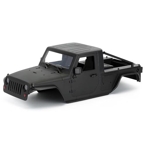 QOAKSDY RC Teile Kompatibel Mit Axial SCX10 SCX10 II 90046 Für Wrangler, 12,3 Zoll, 313 Mm Radstand Für Pickup-Karosserie, Zerlegter Bausatz, 1/10 RC Crawler Car(Black) von QOAKSDY