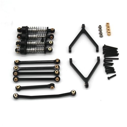 QOAKSDY RC Teile Kompatibel Mit FMS Für Fcx24 Für Xiaoqi 1/24 Fernbedienung Auto Metall Upgrade Zubehör Stoßdämpfer Lenkstange Set(Black) von QOAKSDY