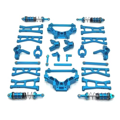 QOAKSDY RC Teile Kompatibel Mit HS 14321 14322 14421 Für JJRC C8802 1/14 RC Auto Teile Metall Für Schwinge Lenkung Cup Hub Träger Stoßdämpfer Set(Blue) von QOAKSDY