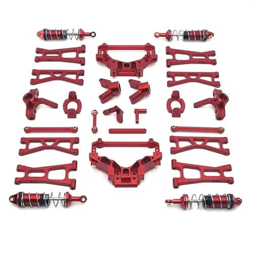 QOAKSDY RC Teile Kompatibel Mit HS 14321 14322 14421 Für JJRC C8802 1/14 RC Auto Teile Metall Für Schwinge Lenkung Cup Hub Träger Stoßdämpfer Set(Red) von QOAKSDY