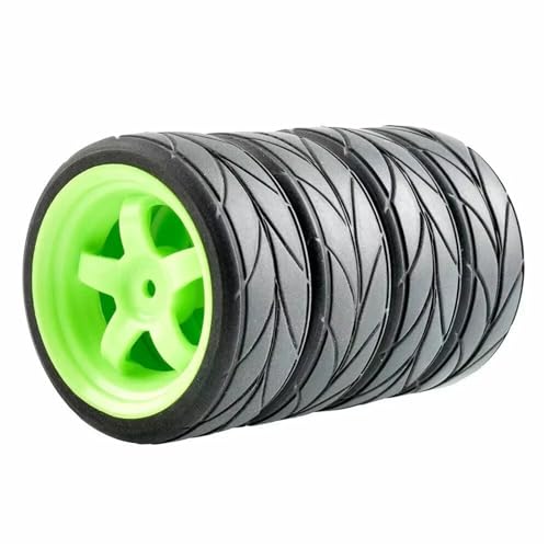 QOAKSDY RC Teile Kompatibel Mit HSP Für HPI 6030-6081 1:10 RC On-Road-Auto Für Rennen 4pcs Gummi-Reifen Plastikrad-Upgrade-Teile(Green) von QOAKSDY