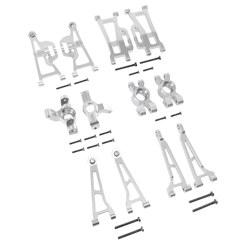 QOAKSDY RC Teile Kompatibel Mit Hyper Für Go Für Mjx 14210-09 H14BM Metalllenkbecher Vorne Hinten Oben Unten Aufhängungsarme Hinterradnaben 1/14 RC Autoteile(Silver) von QOAKSDY