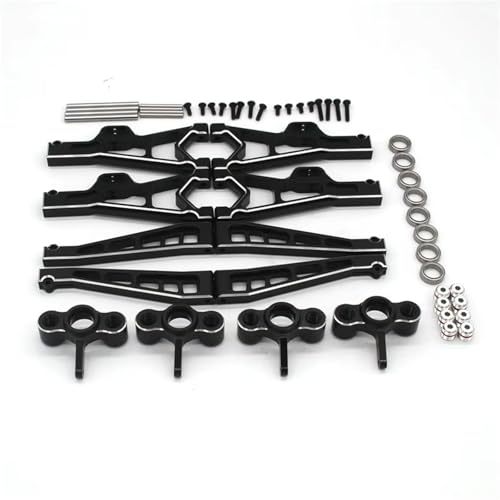 QOAKSDY RC Teile Kompatibel Mit JLB 11101 21101 J3 1/10 Fernbedienung, Metall-PO-Armaturen Oben Und Unten Für Schwingarm-Lenkschalen, 3-teiliges Set(Black) von QOAKSDY