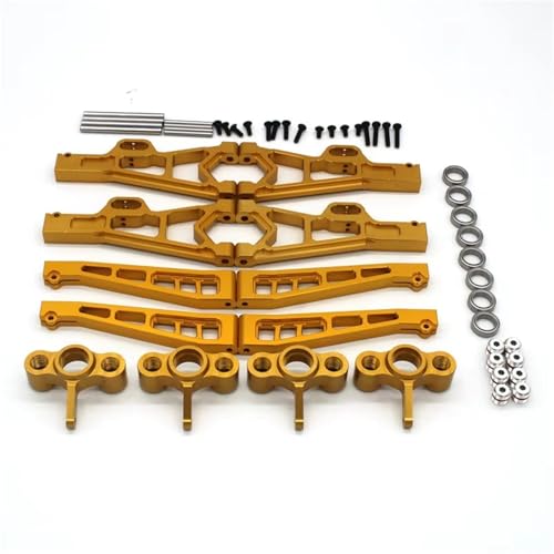 QOAKSDY RC Teile Kompatibel Mit JLB 11101 21101 J3 1/10 Fernbedienung, Metall-PO-Armaturen Oben Und Unten Für Schwingarm-Lenkschalen, 3-teiliges Set(Yellow) von QOAKSDY