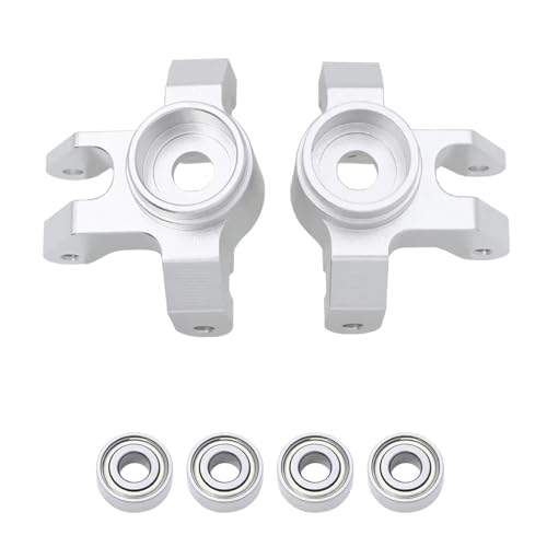QOAKSDY RC Teile Kompatibel Mit LOSI Für Mini Für LMT Für Brushed Für Monster Truck Aluminium C-Nabe Vorne Lenkbecher Mit Vergrößertem Lager 1/18 RC Auto(Silver,Steering Cup) von QOAKSDY
