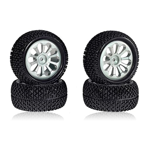 QOAKSDY RC Teile Kompatibel Mit MJX Für Hyper Für Go Für Wltoys Für SCY Für HAIBOXING 16207 H16PL 1/14 1/12 1/8 1/16 RC Autoteile Metall Radnabenräder ﻿(Silver) von QOAKSDY