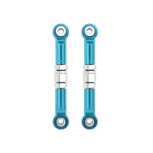 QOAKSDY RC Teile Kompatibel Mit MJX H16 16207 16208 16209 16210 1/16 Ferngesteuertes Autoteile-Zubehör, 2 Stück Vordere Lenkstange, Metall-Lenkverbindung(Blue) von QOAKSDY