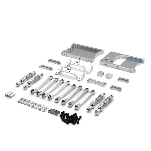 QOAKSDY RC Teile Kompatibel Mit MN D90 D91 D96 Für MN98 99S 1/12 RC Auto Ersatzteile Metall Feste Spurstangen Lenkgetriebe Kabine Heckbalken Upgrade-Kits(Silver) von QOAKSDY