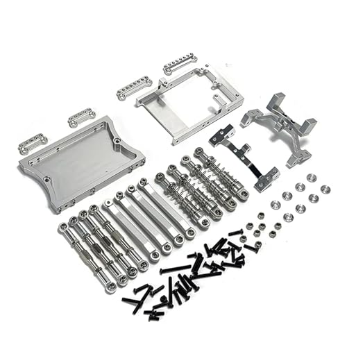 QOAKSDY RC Teile Kompatibel Mit MN D90 Für MN98 Für MN99S Metall Für Chassis-Verbindungsstange Servohalterung Stoßdämpferbalken-Set 1/12 RC-Auto-Upgrade-Teile(Silver) von QOAKSDY