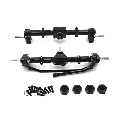 QOAKSDY RC Teile Kompatibel Mit MN Für MN168 1/12 RC Autoteile, Metall-Upgrade, 12-mm-Stecker, Vordere Und Hintere Türbrückenbaugruppe(Black) von QOAKSDY