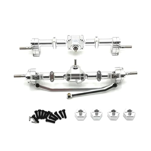 QOAKSDY RC Teile Kompatibel Mit MN Für MN168 1/12 RC Autoteile, Metall-Upgrade, 12-mm-Stecker, Vordere Und Hintere Türbrückenbaugruppe(Silver) von QOAKSDY