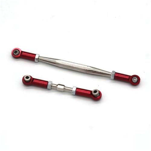 QOAKSDY RC Teile Kompatibel Mit MN Für MN78 Für MN82 1/12 Fernbedienung Auto Allradantrieb Für Klettern Auto Metall Upgrade Zubehör Lenkstange(Red) von QOAKSDY