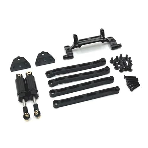 QOAKSDY RC Teile Kompatibel Mit MN82 LC79 Für MN78 Metall Für Chassis Link Stange Zugstange Servo Halterung Öl Stoßdämpfer Set 1/12 RC Auto Upgrade Teile(Black) von QOAKSDY