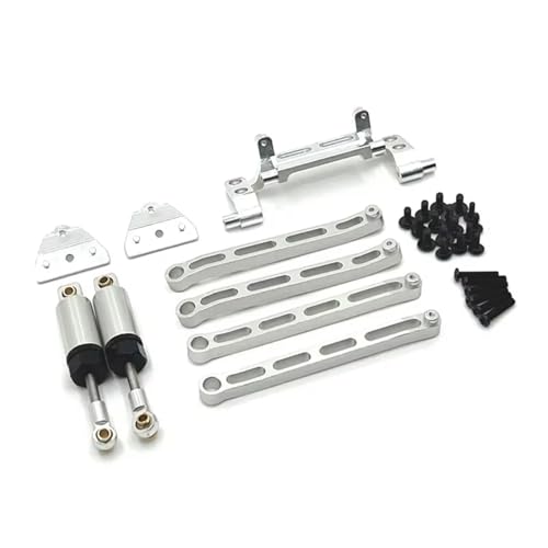 QOAKSDY RC Teile Kompatibel Mit MN82 LC79 Für MN78 Metall Für Chassis Link Stange Zugstange Servo Halterung Öl Stoßdämpfer Set 1/12 RC Auto Upgrade Teile(Silver) von QOAKSDY
