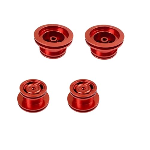QOAKSDY RC Teile Kompatibel Mit MN99S D90 D91 MN45 45K 90K 91K 96 99 99A 1/12 RC Auto Upgrade Ersatzteile 4 Stück Metall Radnabe Räder Felge(Red) von QOAKSDY