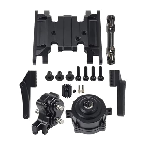 QOAKSDY RC Teile Kompatibel Mit SCX10 II 90046 1/10 RC Car Crawler Für Chassis-Upgrade, Frontmotor, Planetengetriebe, Verteilergetriebe, Unterfahrschutz(Black) von QOAKSDY