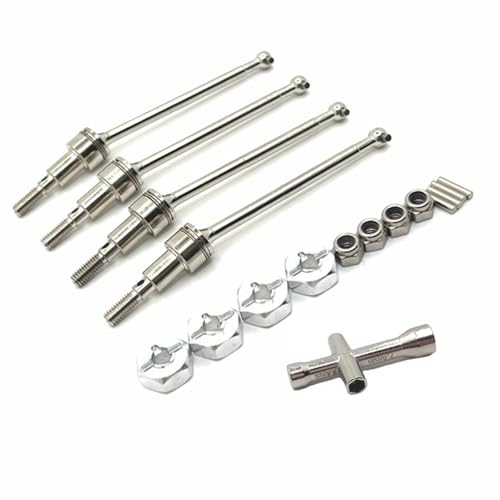 QOAKSDY RC Teile Kompatibel Mit SCY 16101 16102 16103 16104 16106 16201 Für JJRC C8805 Metall-Antriebswellenkupplungsteile 1/16 Ferngesteuerte Autos(Silver) von QOAKSDY
