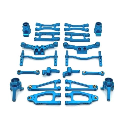 QOAKSDY RC Teile Kompatibel Mit SCY 18101 18102 Metall-Upgrade-Teile-Set, Vorderer Und Hinterer Arm, Lenkbecher, Stoßdämpfer, Karosserie, Verbindungsstange, 1/18 RC-Autoteile(Blue) von QOAKSDY