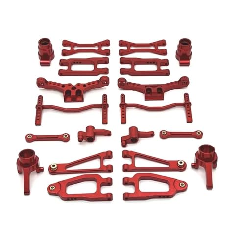 QOAKSDY RC Teile Kompatibel Mit SCY 18101 18102 Metall-Upgrade-Teile-Set, Vorderer Und Hinterer Arm, Lenkbecher, Stoßdämpfer, Karosserie, Verbindungsstange, 1/18 RC-Autoteile(Red) von QOAKSDY