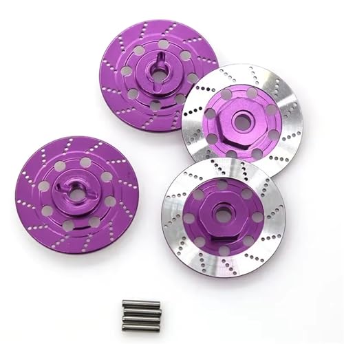QOAKSDY RC Teile Kompatibel Mit Sakura D4 Für On-Road-Rennwagen 1/10 RC-Autoteile 4-teiliger Metallbremsscheiben-Felgenkasten-Sechskantadapter 12 Mm(Purple) von QOAKSDY