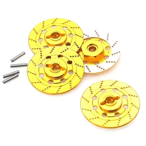 QOAKSDY RC Teile Kompatibel Mit Sakura D4 Für On-Road-Rennwagen 1/10 RC-Autoteile 4-teiliger Metallbremsscheiben-Felgenkasten-Sechskantadapter 12 Mm(Yellow) von QOAKSDY